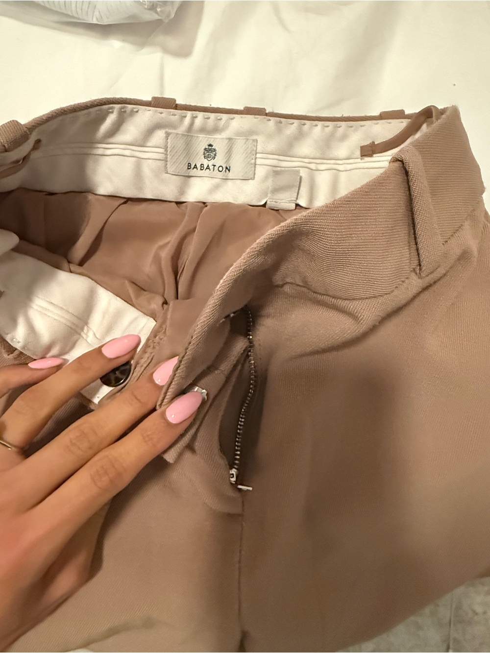 Babaton Women's Tan High-Rise work pants bundle of 2
